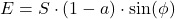 Rendered by QuickLaTeX.com E=S\cdot(1-a)\cdot\sin(\phi)