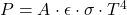 Rendered by QuickLaTeX.com P=A \cdot \epsilon \cdot \sigma \cdot T^4