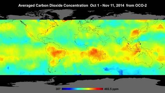 Endlich: Visualisierte CO2-Satellitendaten, die die globalen CO2-Konzentrationen zeigen