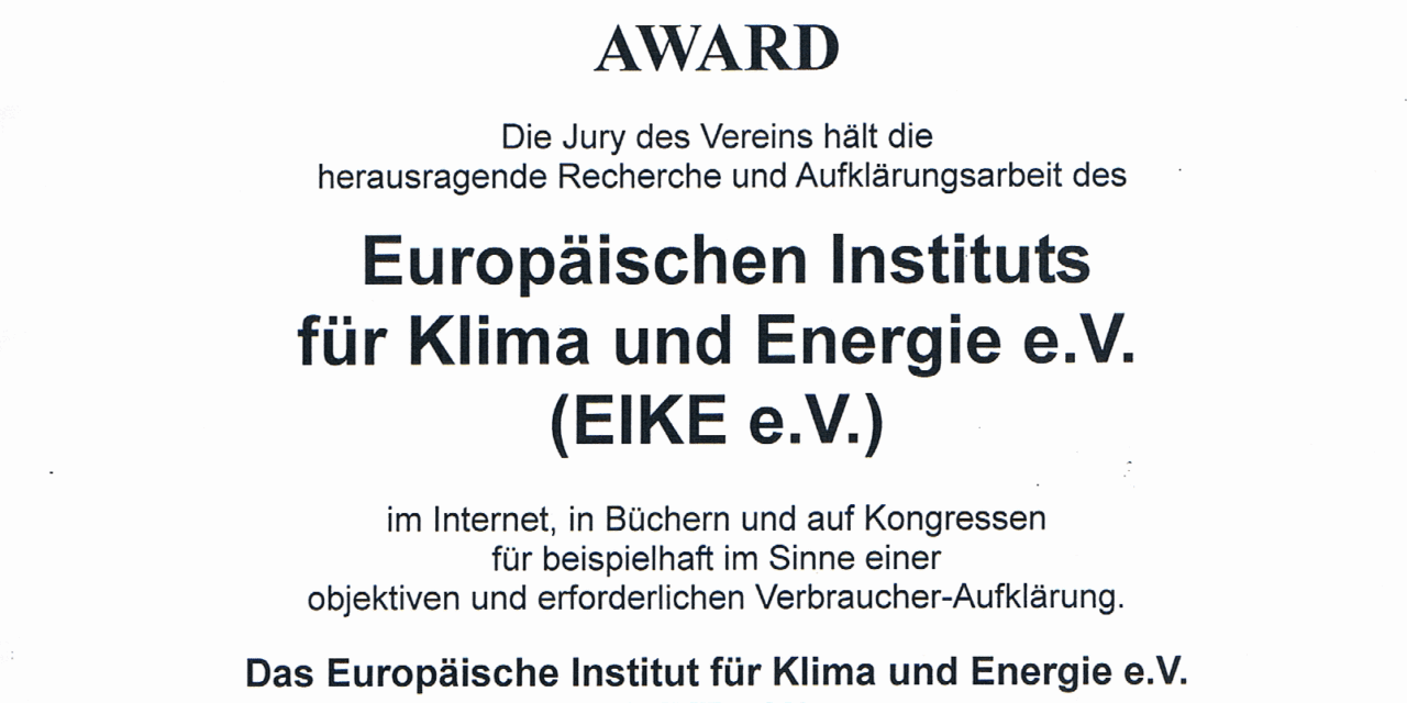 EIKE erhält Verbraucherschutz Award 2012