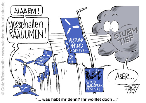 Dumm gelaufen: Husum – Windkraft zerzaust Windkraft-Messe.