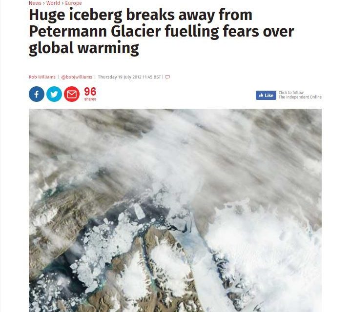 Ist noch erinnerlich, dass das Kalben des Petermann-Gletschers ein sicheres Anzeichen der ,globalen Erwärmung‘ war? Macht nichts