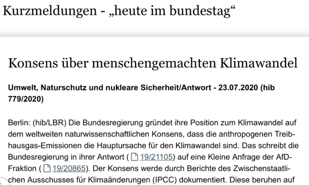 Masse statt Klasse – Die Antwort der Bundesregierung auf eine Kleine Anfrage der AfD, welche IPCC kritischen Wissenschaftler sie zur Beratung hinzugezogen hätte.
