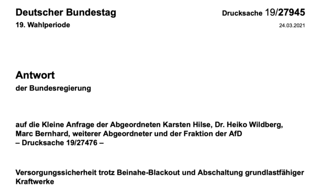 Steigende Blackoutgefahr in Deutschland ? Gibt´s nicht sagt die Bundesregierung, und wenn doch, sind die Netzbetreiber schuld!