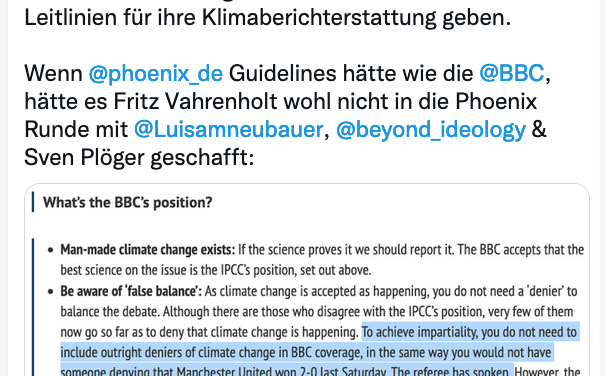 Reaktionen zur Phoenix-Talkshow mit Fritz Vahrenholt: „Richtlinien für Klimaberichterstattung nötig!“