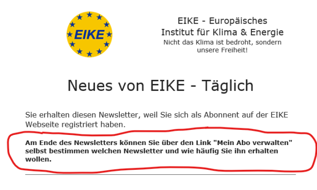 Rundbrief von EIKE bestellen: So geht’s mit der neuen Seite