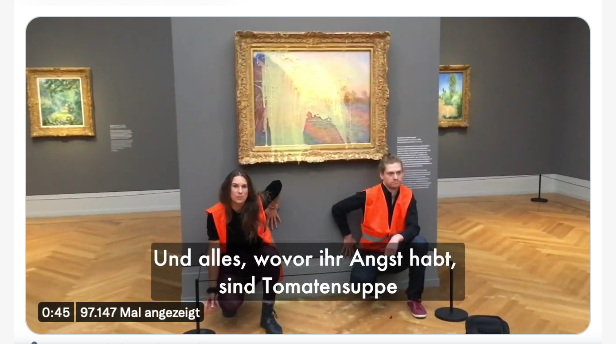 Klimaaktivisten von „Letzte Generation“ attackieren 110 Millionen Dollar teures Gemälde von Claude Monet in Potsdam