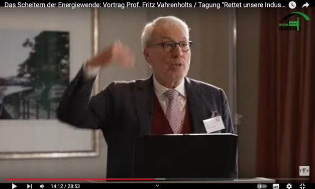 Das Scheitern der Energiewende: Vortrag Prof. Fritz Vahrenholts auf Tagung „Rettet unsere Industrie“