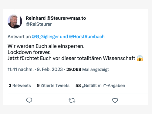 Wiener Professor an “Klimakrisen-Verleugner“: “Lockdown forever. Wir werden euch alle einsperren.“