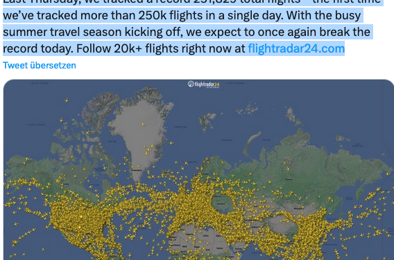 Flugreisen: Erstmals 250.000 Flugbewegungen an einem Tag registriert