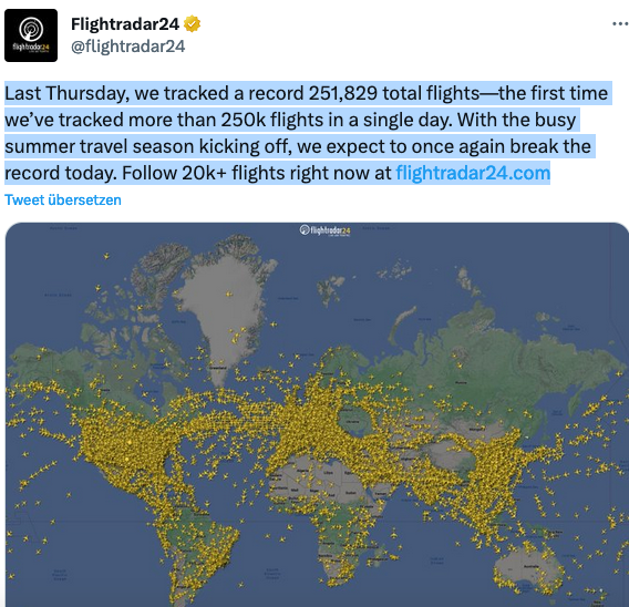 Flugreisen: Erstmals 250.000 Flugbewegungen an einem Tag registriert