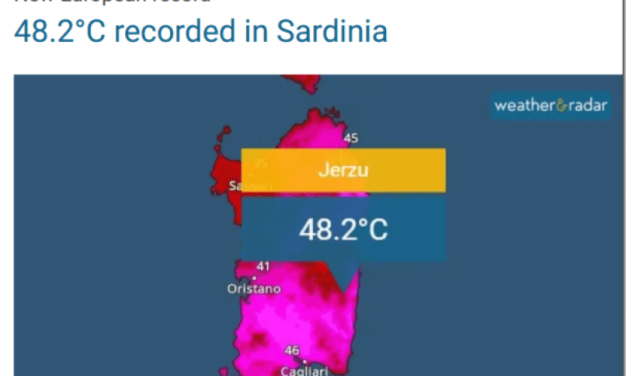 Temperatur-„Rekord“ auf Sardinien mitten im Gestrüpp und wenige Meter von der Straße entfernt