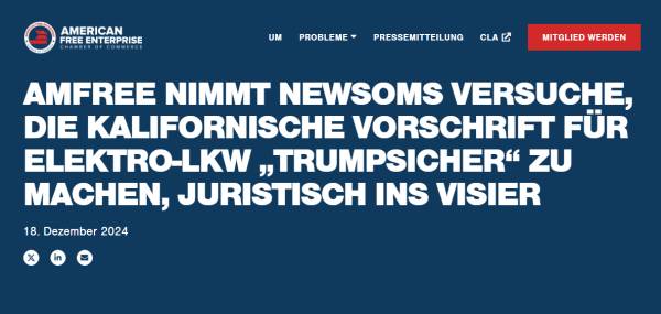 LKW Fahrer und republikanische Staaten kämpfen gemeinsam gegen das von Kalifornien angeführte „Kartell“  des Zwangs für Batteriefahrzeuge