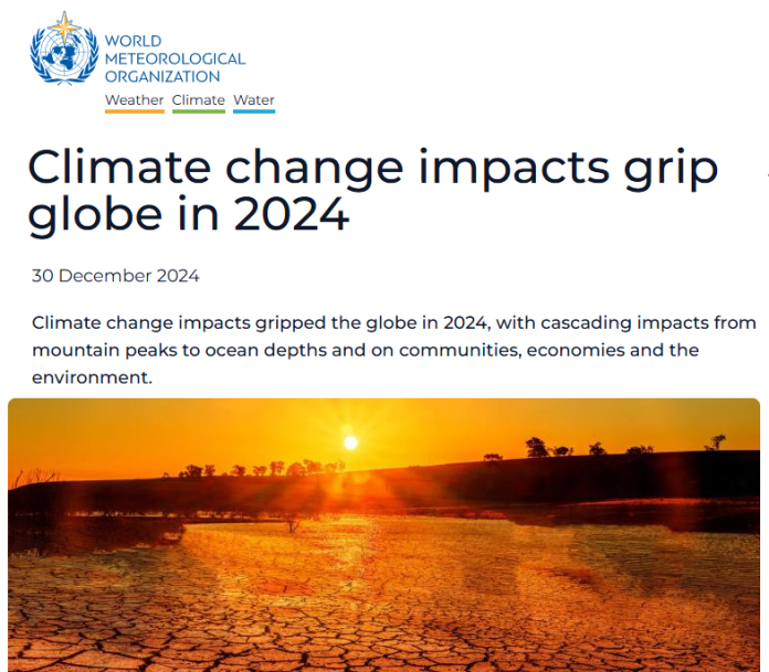 Falsch, WMO, es gibt keine Beweise dafür, dass „die Auswirkungen des Klimawandels den Globus im Jahr 2024 im Griff hatten“.