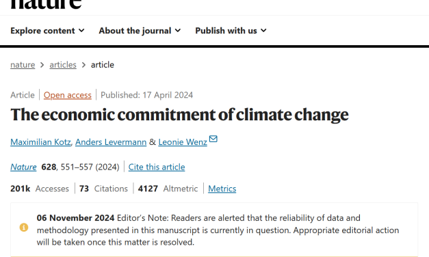 NATURE-Artikel des Potsdamer Klima-Instituts wegen erheblicher wissenschaftlicher Mängel infrage gestellt