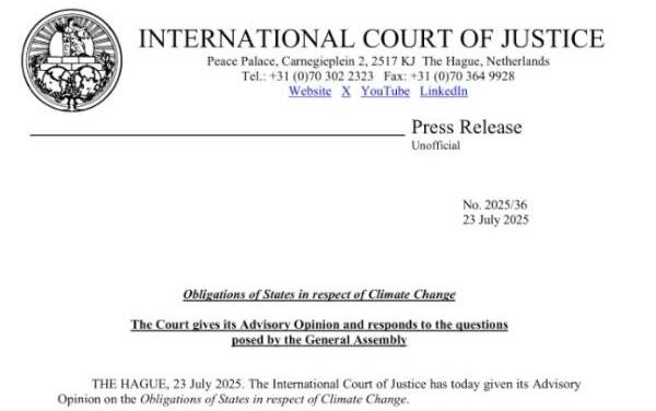 IGH-Urteil: Nationen sind verpflichtet, CO2-Emissionen zu reduzieren (?)