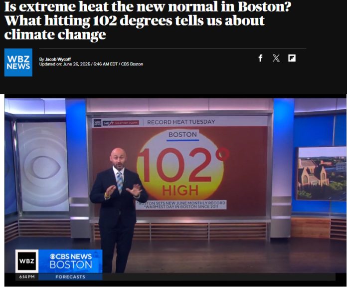 Nein, CBS Boston, Klimawandel macht „extreme Hitze nicht zum neuen Normal!“*