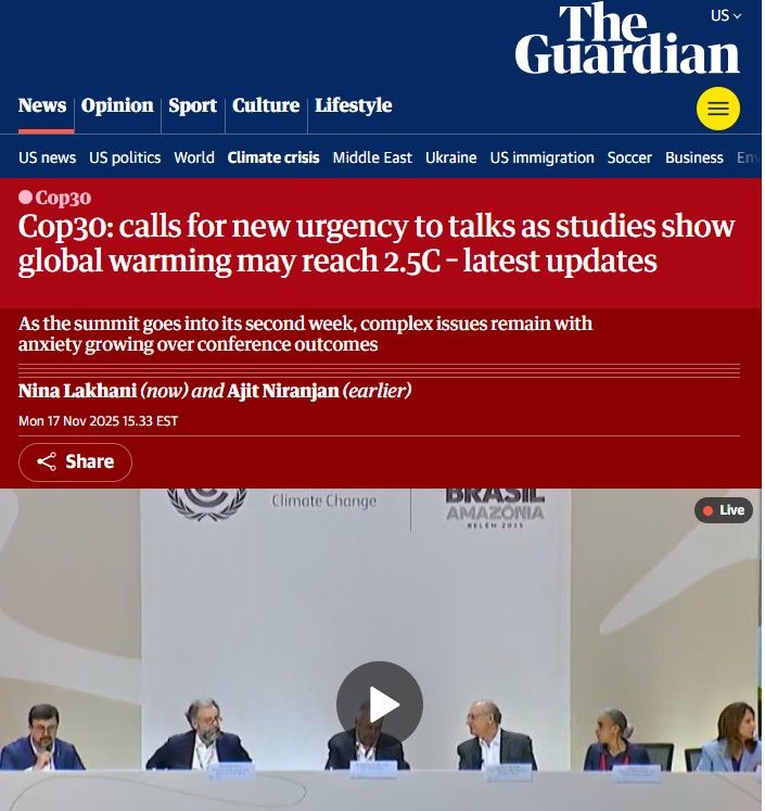 Von 1,5 °C auf 2,5 °C: The Guardian verschiebt erneut die globalen Temperaturziele