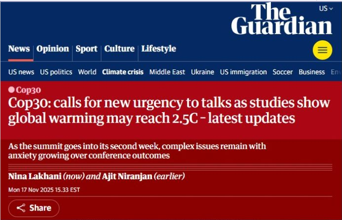 Von 1,5 °C auf 2,5 °C: The Guardian verschiebt erneut die globalen Temperaturziele