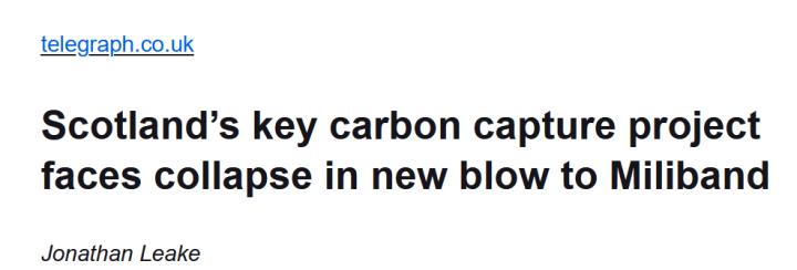 Neuer Schlag für Miliband: Schottlands wichtigstes Projekt zur Kohlenstoffabscheidung steht vor dem Aus
