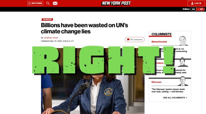 Absolut richtig, New York Post, aufgrund falscher klimawissenschaftlicher Erkenntnisse wurden Milliarden verschwendet!
