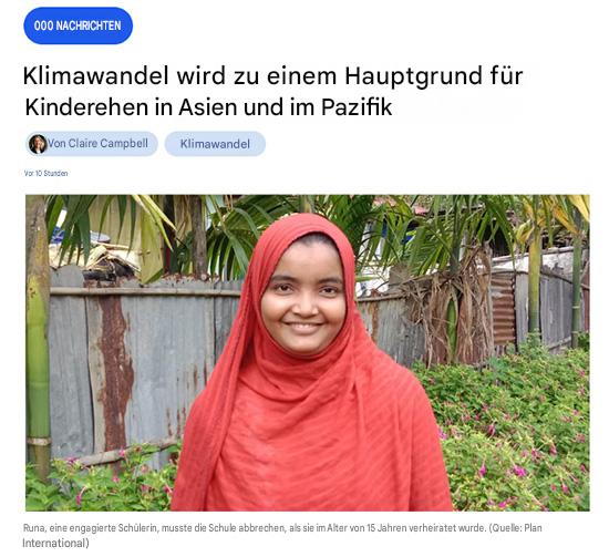 Klimawandel ist Ursache für Kinder-Hochzeiten