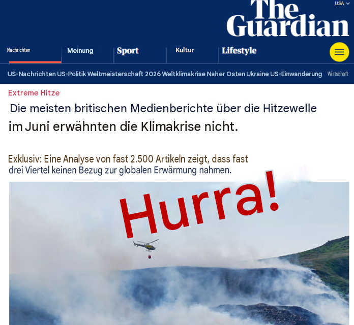 Ein Artikel im „Guardian“ deutet darauf hin, dass der Klimahype in Großbritannien seinen Höhepunkt möglicherweise überschritten hat