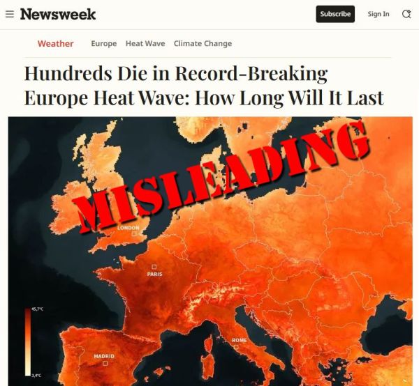 Falsch, <em>Newsweek</em>: Die Hitzetoten in Europa sind ein Versagen der Politik und keine Folgen des Klimawandels
