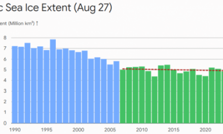 Offizielle Daten zeigen: Die Ausdehnung des arktischen Meereises Ende August ist seit 20 Jahren nicht zurückgegangen!