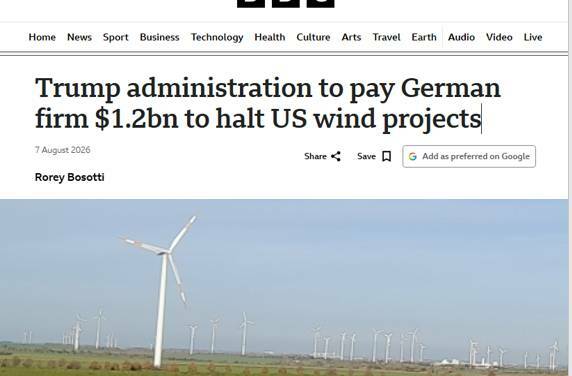 Die Trump-Regierung zahlt RWE dafür, US-Windprojekte zu stoppen – und das Geld stattdessen in Gasprojekte zu „reinvestieren“.